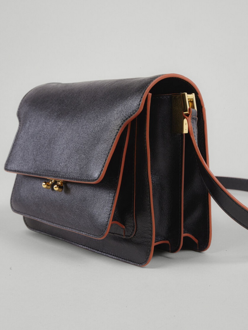 Marni Trunk Soft Medium Bag Cuero Negros | BMXSD71497