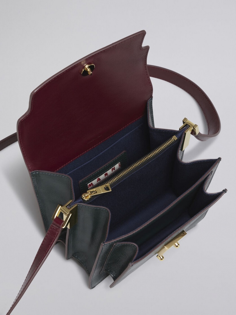 Marni Trunk Soft Mini Bag Cuero Verdes Vino | LMXTR68692