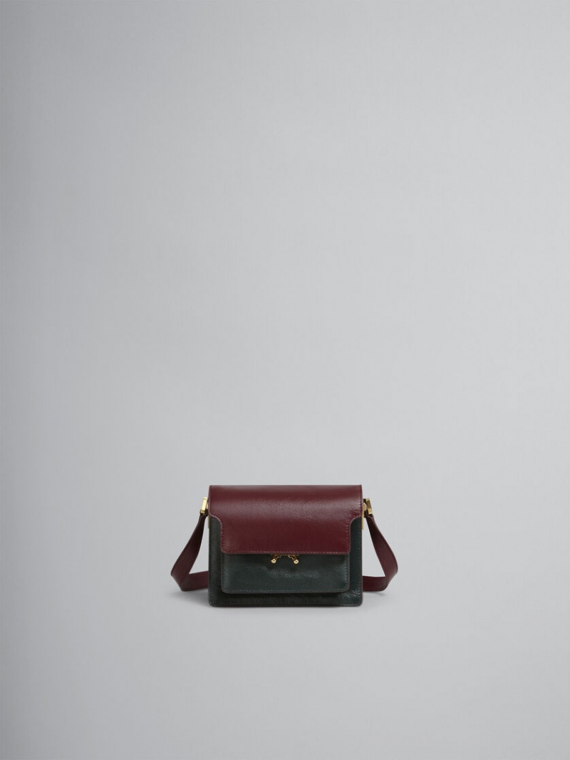 Marni Trunk Soft Mini Bag Cuero Verdes Vino | LMXTR68692