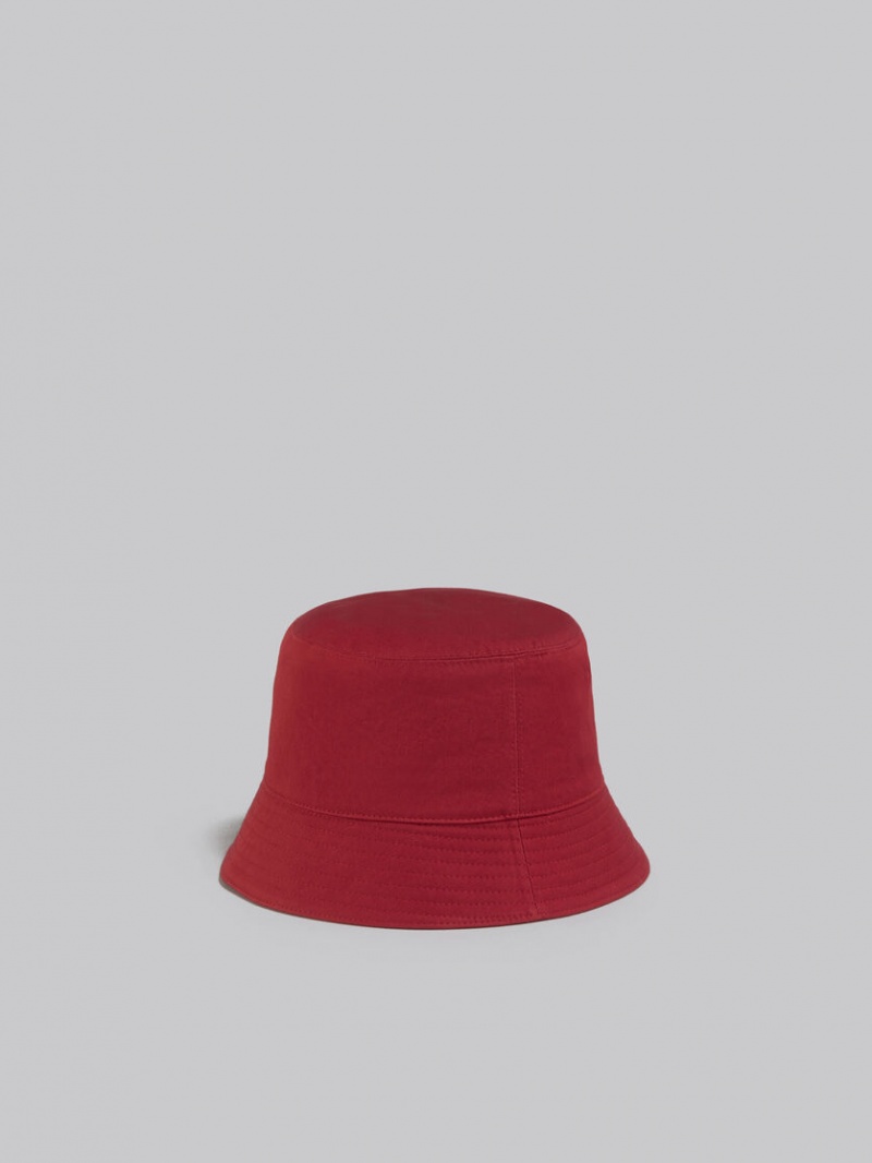 Marni Twill Bucket Hat With Embroidered Logo Rojos | AMXWC37241