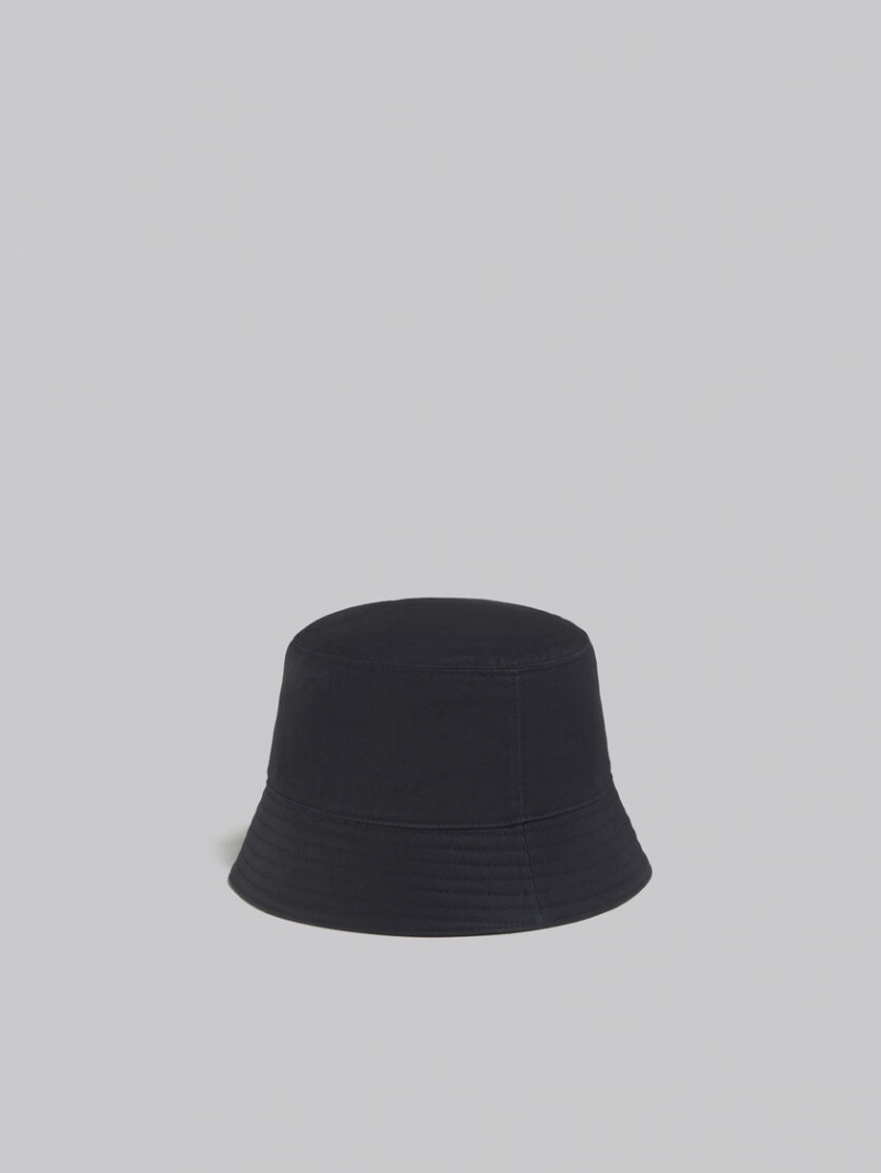 Marni Twill Bucket Hat With Embroidered Logo Negros | MXQAV16395