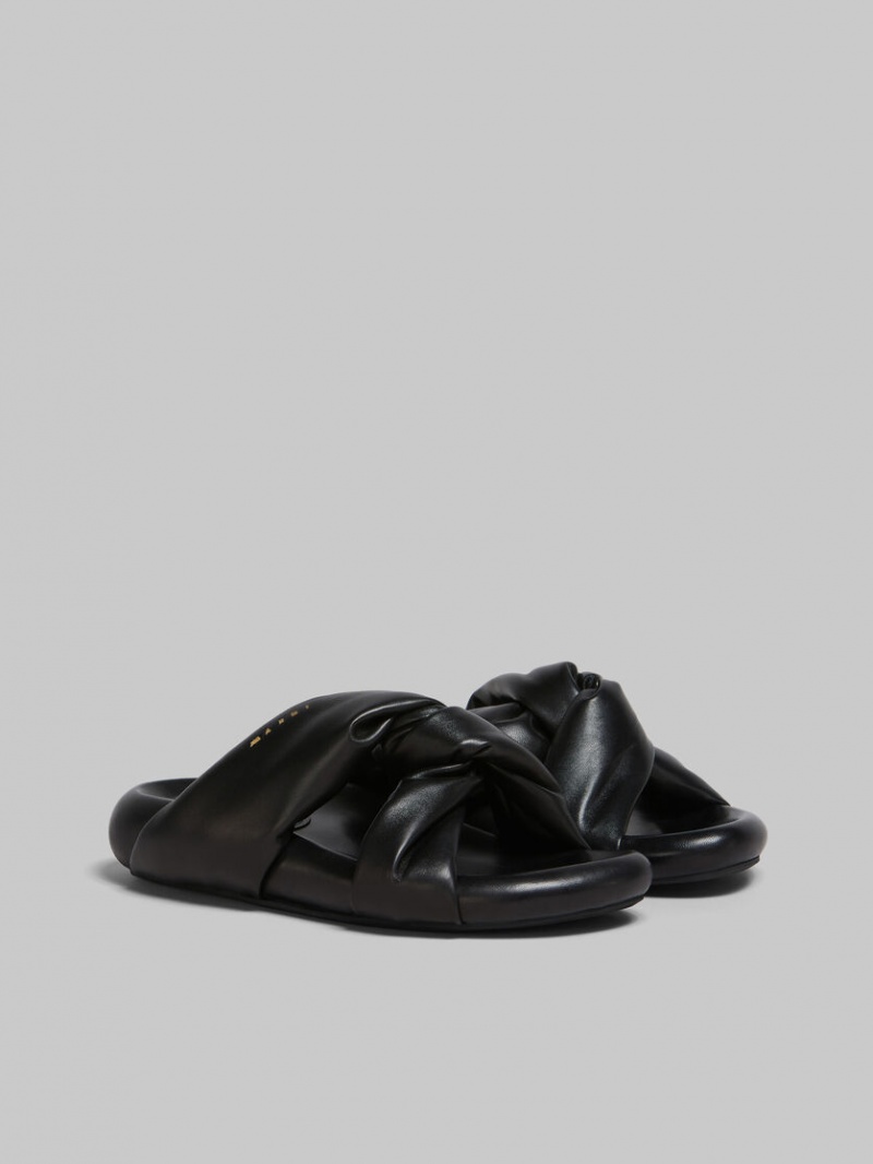 Marni Twisted Cuero Bubble Sandal Negros | TMXPQ26399