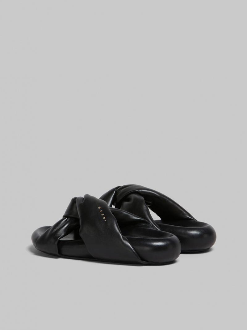 Marni Twisted Cuero Bubble Sandal Negros | TMXPQ26399