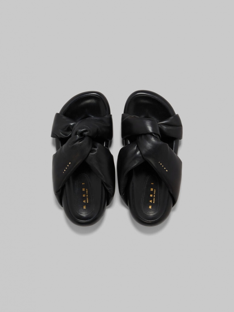 Marni Twisted Cuero Bubble Sandal Negros | TMXPQ26399
