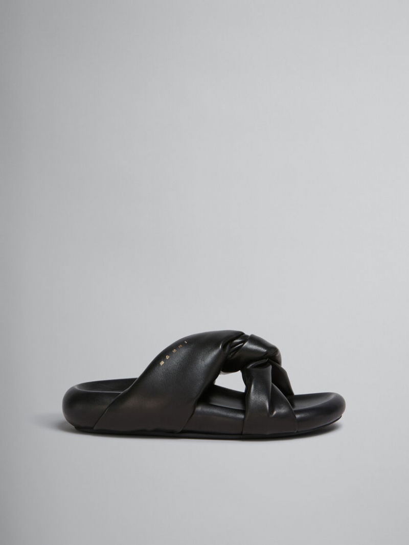Marni Twisted Cuero Bubble Sandal Negros | TMXPQ26399