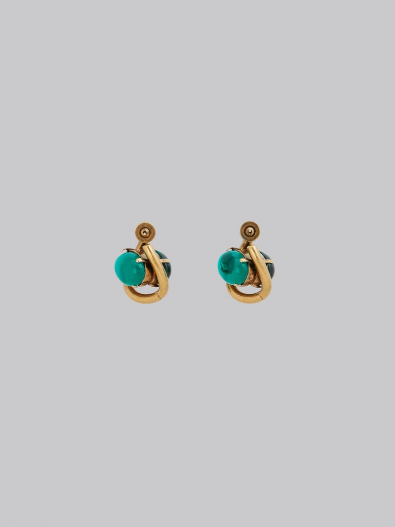 Marni Twisted Hoop With Resin Eyes Verdes | MXXMI44182