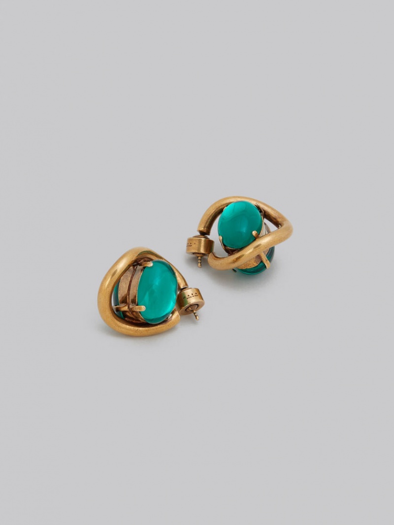 Marni Twisted Hoop With Resin Eyes Verdes | MXXMI44182