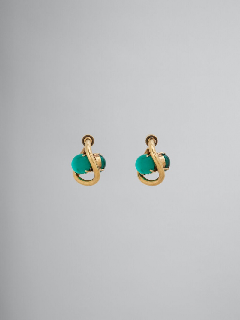 Marni Twisted Hoop With Resin Eyes Verdes | MXXMI44182