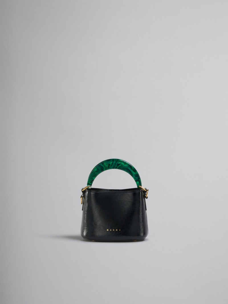 Marni Venice Mini Bucket Bag Charol Cuero Negros | SMXVO44980