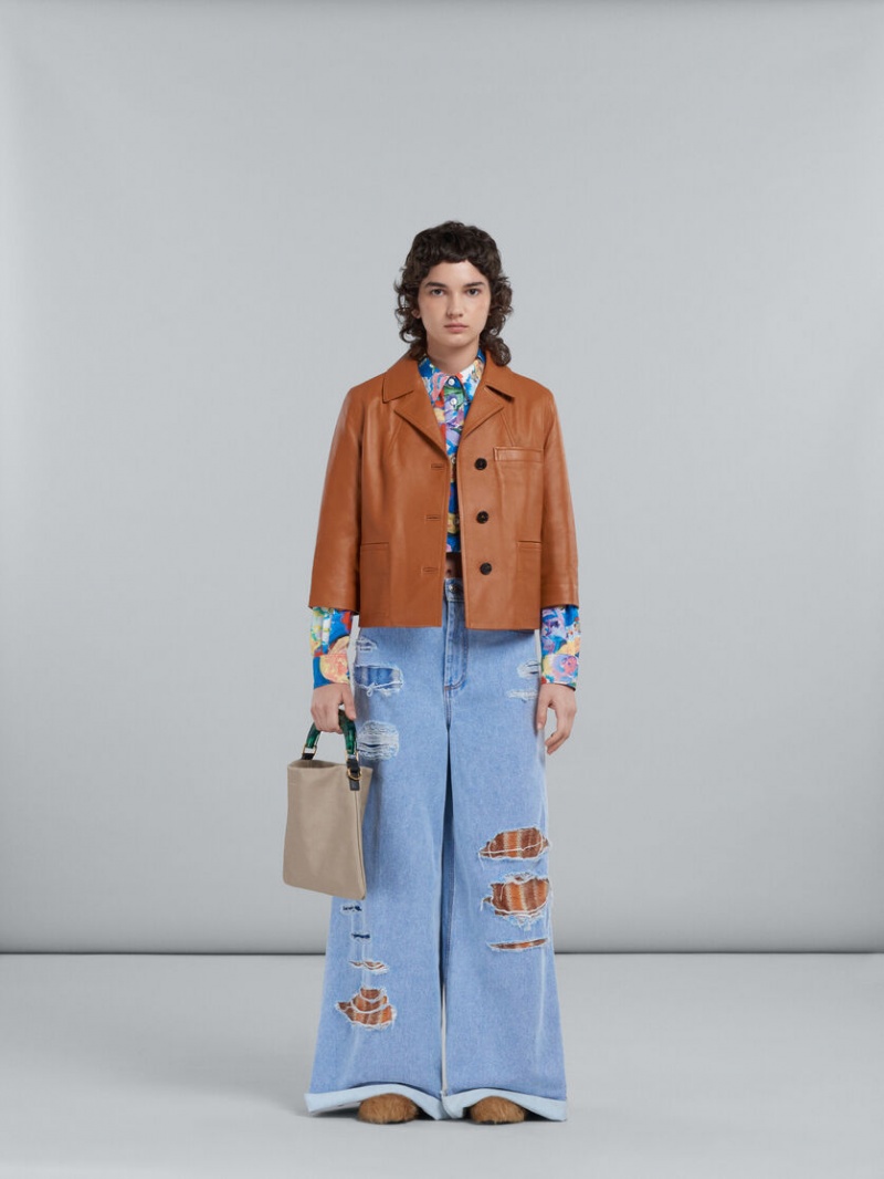 Marni Venice Small Bag Cuero Beige | MXEGJ85935