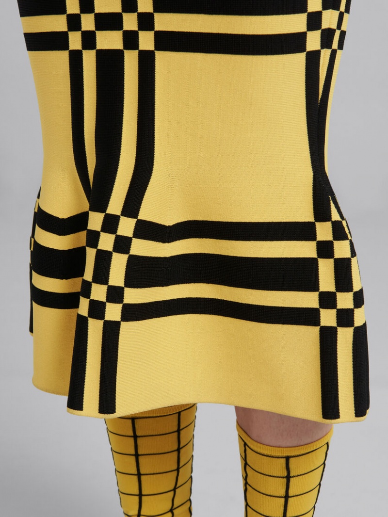 Marni Viscose Sheath With Maxi Check Amarillos | EMXHC31972