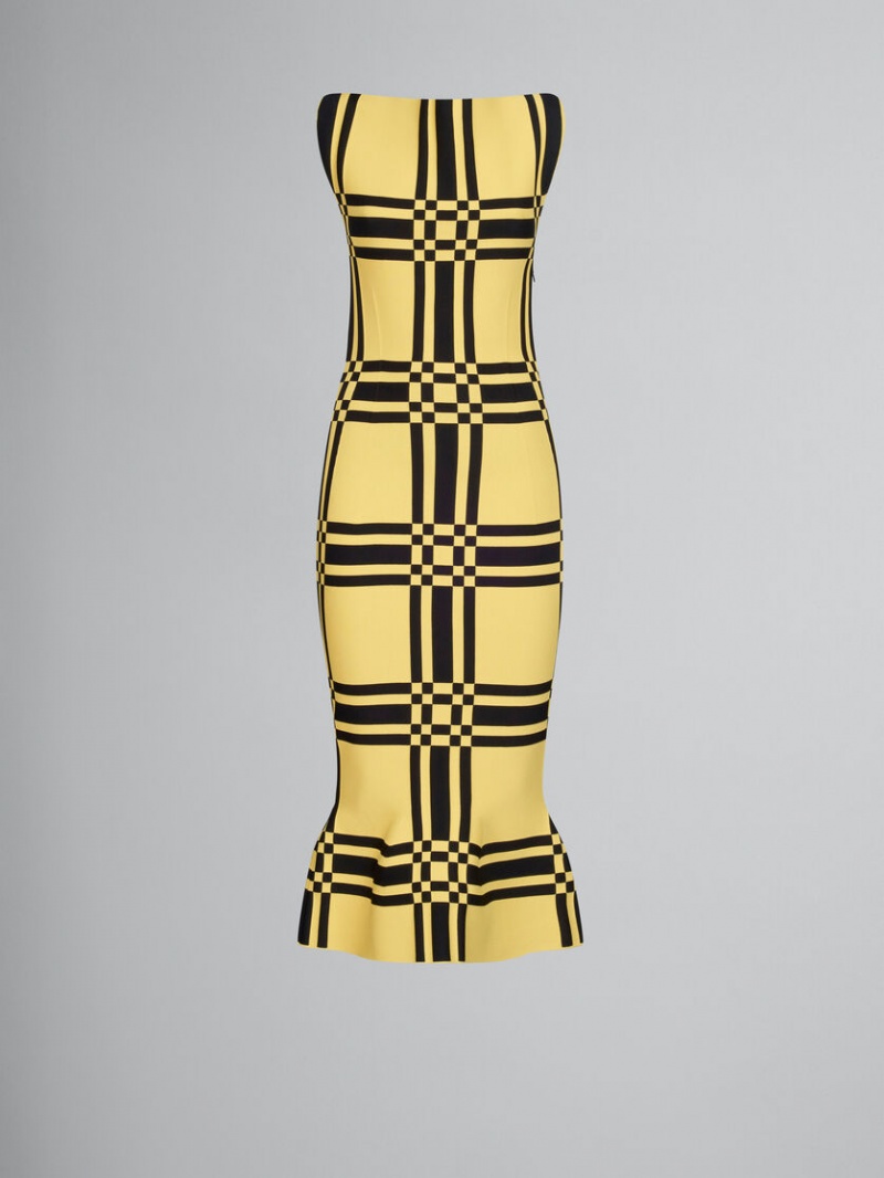 Marni Viscose Sheath With Maxi Check Amarillos | EMXHC31972