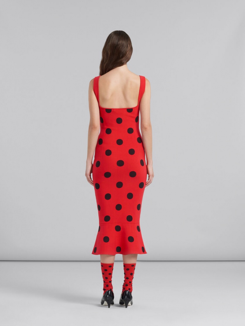 Marni Viscose Sheath With Polka Dots Rojos | MMXHR73450