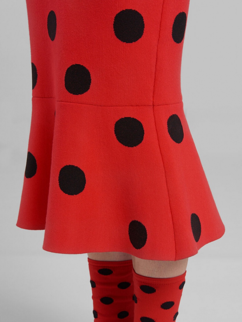 Marni Viscose Sheath With Polka Dots Rojos | MMXHR73450