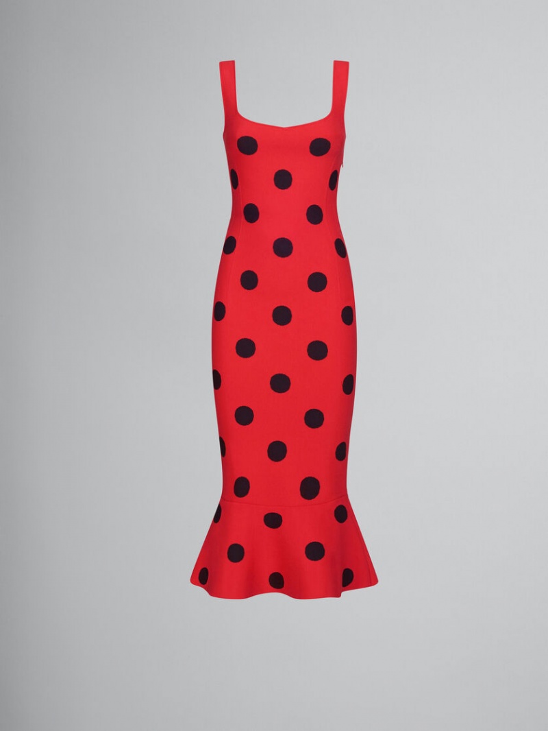 Marni Viscose Sheath With Polka Dots Rojos | MMXHR73450