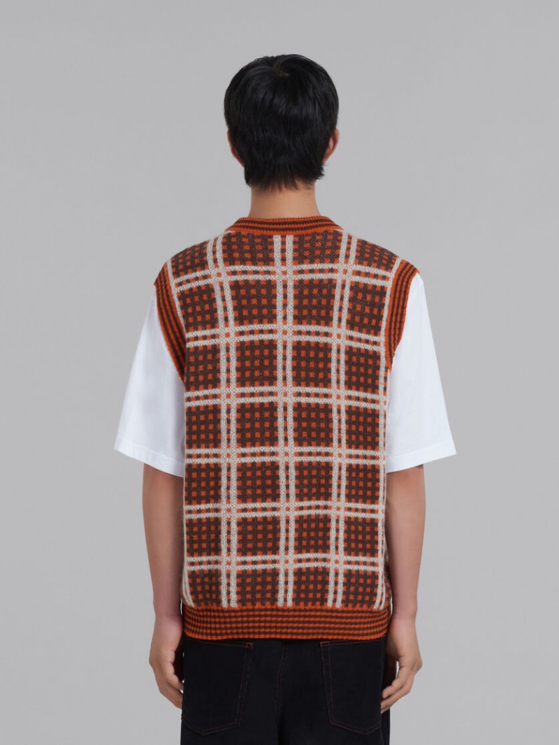 Marni V-neck Vest With '50s Check Rojos | MXQAV48312